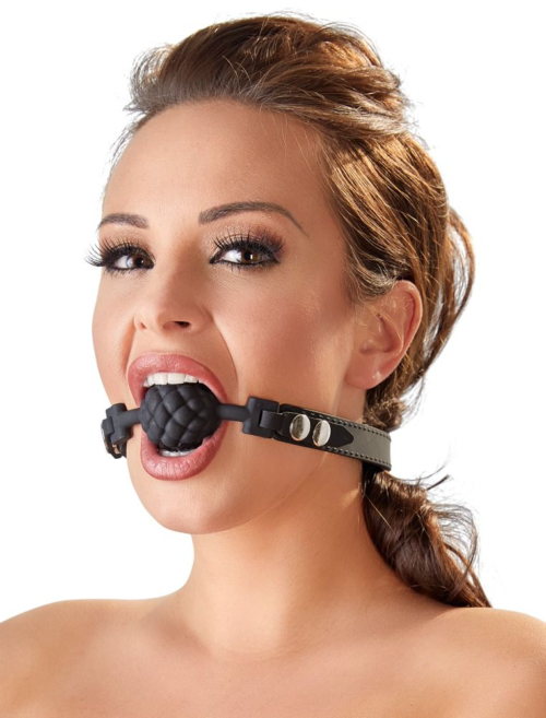 Черный силиконовый рельефный кляп Silicone Ball Gag - 3