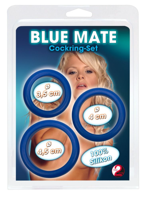 Набор из 3 синих эрекционных колец Blue Mate - 2