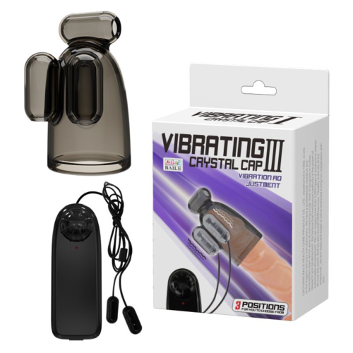 Дымчатая насадка-мастурбатор с вибрацией Vibrating Crystal Cap III - 1