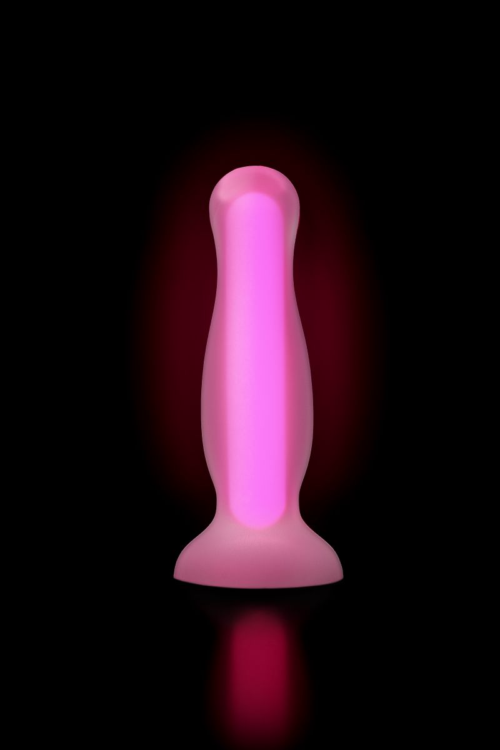Розовая, светящаяся в темноте анальная втулка Cain Glow - 10 см. - 10
