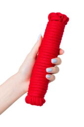 Красная текстильная веревка для бондажа - 1 м. - 4