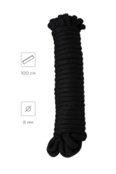Черная текстильная веревка для бондажа - 1 м. - 9