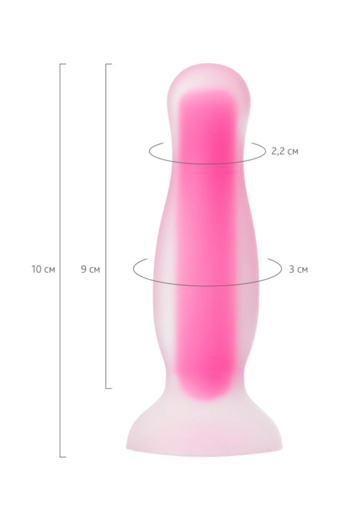 Розовая, светящаяся в темноте анальная втулка Cain Glow - 10 см. - 5