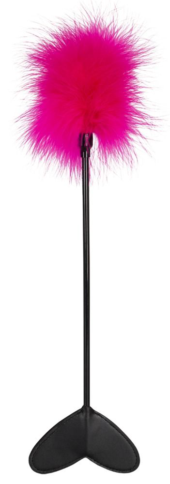 Розовая метелка-пуховка с наконечником-сердцем - 25 см. - 0