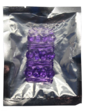Фиолетовая сквозная насадка на фаллос с пупырышками - 5,5 см. - 1