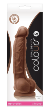 Кофейный фаллоимитатор Dual Density 5 Dildo - 17,3 см. - 1