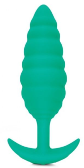 Зеленый ребристый анальный виброплаг Twist - 13,5 см. - 0