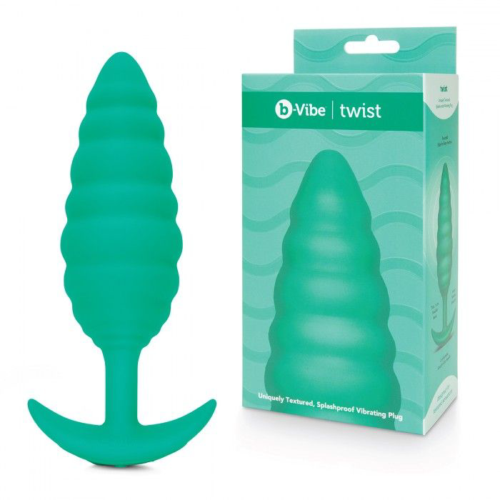 Зеленый ребристый анальный виброплаг Twist - 13,5 см. - 1