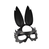 Черная кожаная маска Зайка с длинными ушками - 1