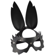 Черная кожаная маска Зайка с длинными ушками - 0