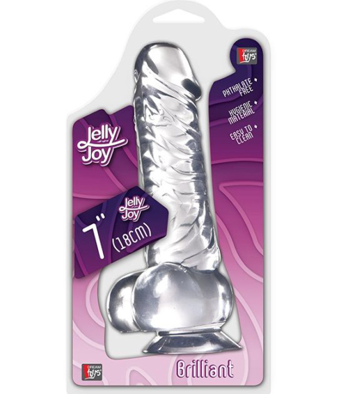 Прозрачный фаллоимитатор на присоске JELLY JOY BRILLIANT - 18 см. - 1