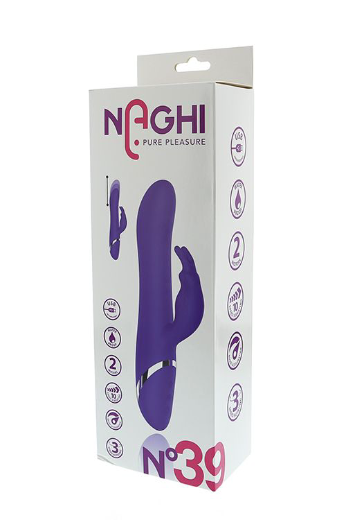 Фиолетовый вибратор-кролик с пуш-эффектом NAGHI NO.39 RECHARGEABLE THRUSTER VIBE - 15 см. - 3