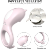 Нежно-розовое эрекционное кольцо CORA с вибрацией - 3