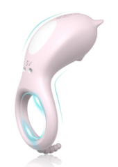 Нежно-розовое эрекционное кольцо CORA с вибрацией - 0