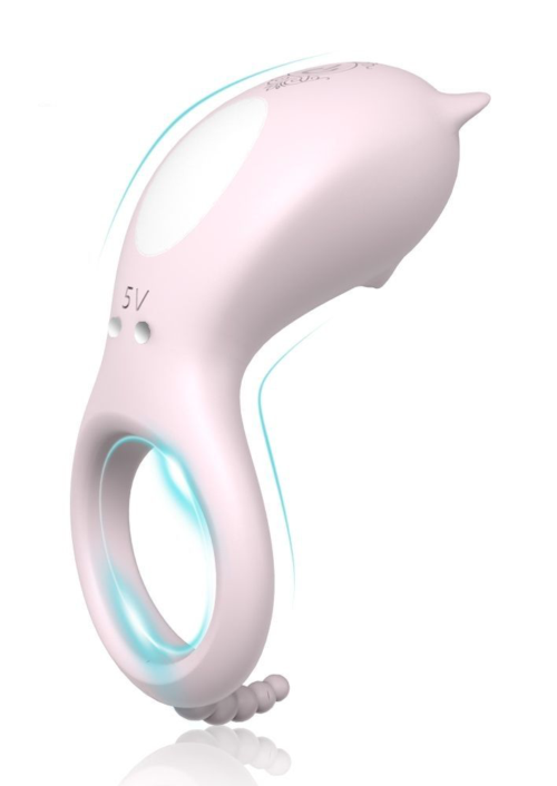 Нежно-розовое эрекционное кольцо CORA с вибрацией - 0