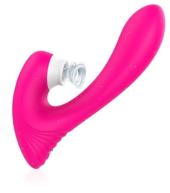 Ярко-розовый клиторальный стимулятор DAWN с вагинальным отростком - 0
