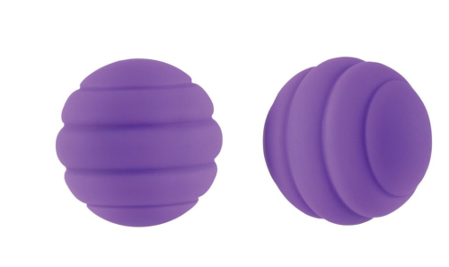 Фиолетовые стальные вагинальные шарики с силиконовым покрытием - 0
