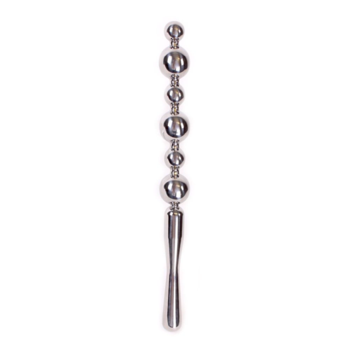 Серебристая металлическая анальная цепочка Anal Stick Large - 30 см. - 0