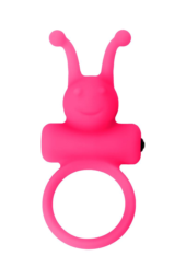 Розовое эрекционное виброкольцо на пенис Eromantica - 3