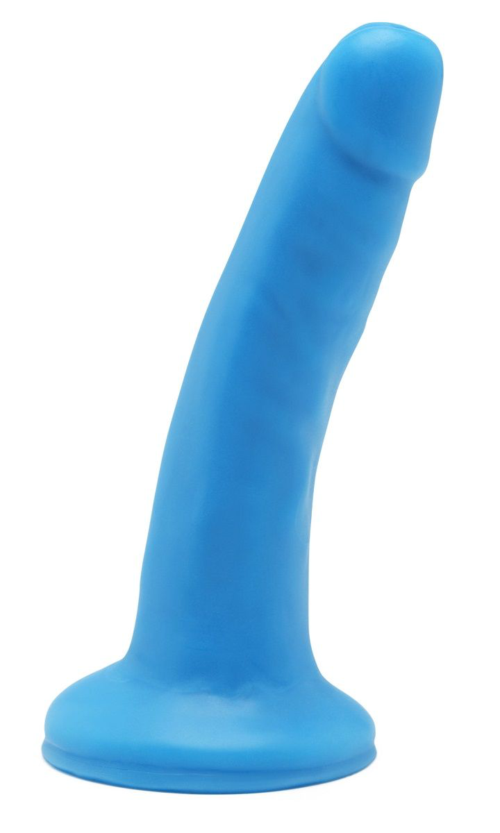 Голубой гладкий фаллоимитатор на присоске Happy Dicks Dong 6 inch - 15,2 см. - 0