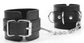 Черные наручники с металлическими застежками и цепочкой - 0