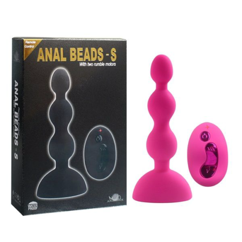 Розовый анальный вибростимулятор Anal Beads S с пультом ДУ - 14,5 см. - 2