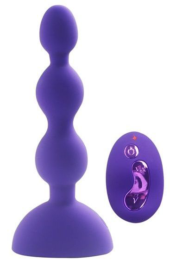 Фиолетовый анальный вибростимулятор Anal Beads S с пультом ДУ - 14,5 см. - 0