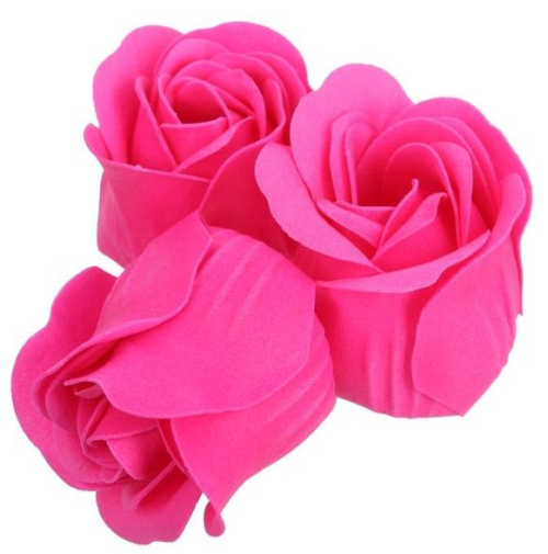 Розовые мыльные розы в шкатулке-сердце С любовью - 3 шт. - 0