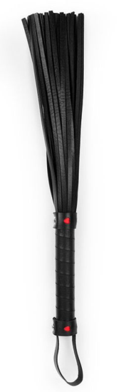 Черная многохвостая гладкая плеть с ручкой - 40 см. - 0