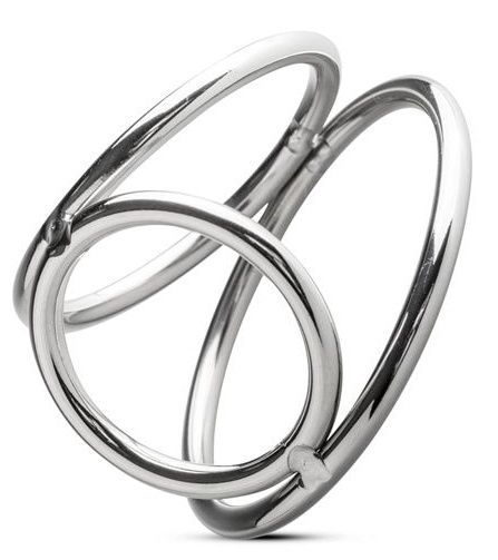 Серебристое эрекционное кольцо Sinner Metal Cock and Ballring Size M - 0
