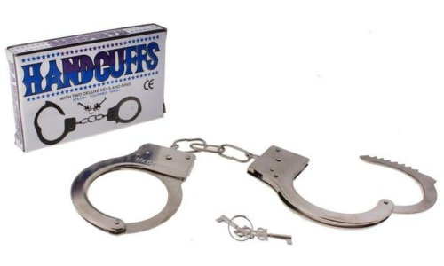 Серебристые металлические наручники с ключиками - 1
