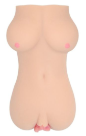 Телесный вибромастурбатор-вагина Clara OnaHole с имитацией груди - 0