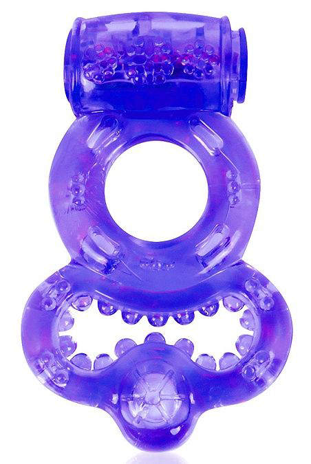 Фиолетовое эрекционное виброкольцо с шипами - 0