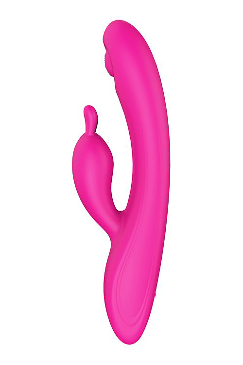 Ярко-розовый вибромассажер-кролик TAPPING BUNNY - 21,3 см. - 2