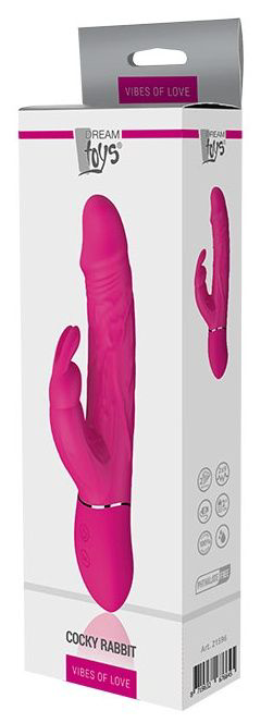 Ярко-розовый вибромассажер-кролик COCKY RABBIT - 21,3 см. - 1