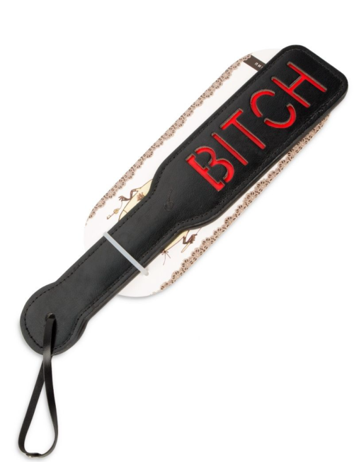 Черная шлёпалка с надписью Bitch - 31,5 см. - 1