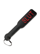 Черная шлёпалка с надписью Slut - 31,5 см. - 0