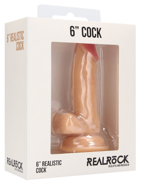 Телесный фаллоимитатор Realistic Cock 6 With Scrotum - 15 см. - 1