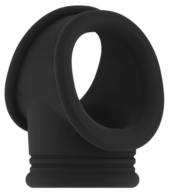 Черное эрекционное кольцо для пениса и мошонки No48 Cockring with Ball Strap - 0