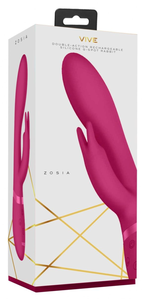 Розовый вибромассажер-кролик Zosia - 21,3 см. - 1
