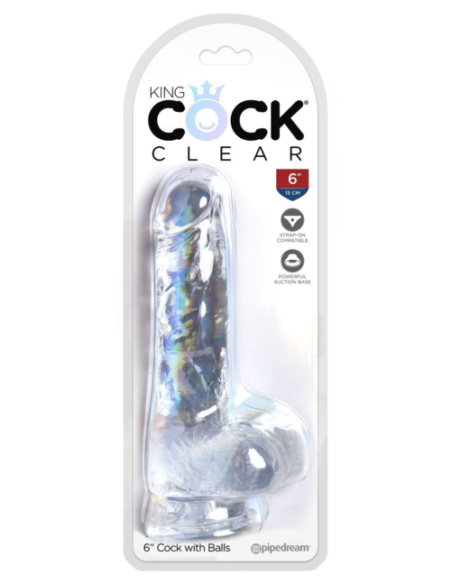 Прозрачный фаллоимитатор King Cock Clear 6 Cock with Balls - 17,8 см. - 3
