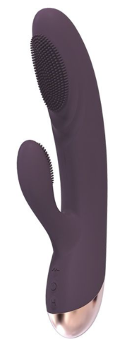 Фиолетовый вибромассажер с клиторальным отростком CASTALIA - 21 см. - 0