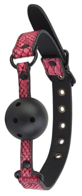 Черно-розовый кляп-шарик с отверстиями BALL GAG - 0