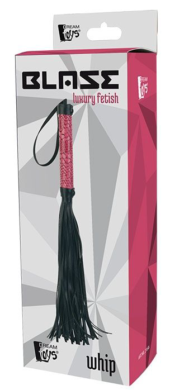 Черная мини-плеть WHIP с розовой ручкой - 39 см. - 1