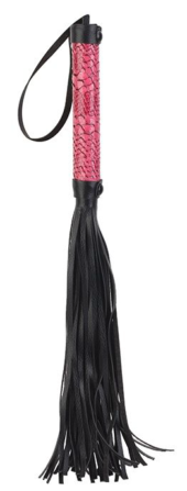 Черная мини-плеть WHIP с розовой ручкой - 39 см. - 0
