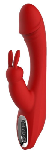 Красный вибромассажер-кролик ARTEMIS - 21 см. - 0