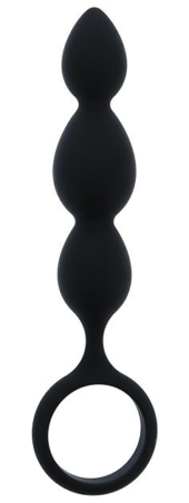 Черная анальная пробка-елочка SILICONE ANAL BEAD - 16,5 см. - 0