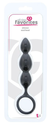 Черная анальная пробка-елочка SILICONE ANAL BEAD - 16,5 см. - 1