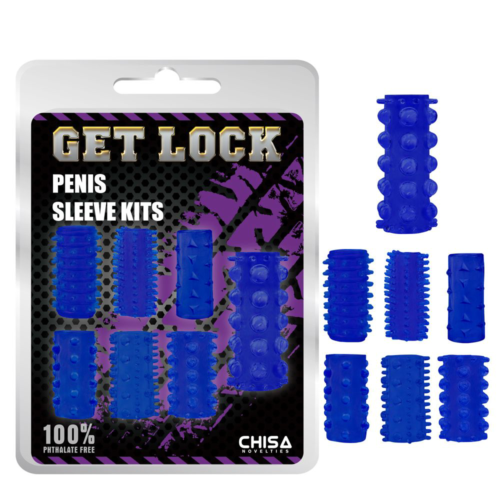 Набор из 7 синих насадок на пенис Get Lock - 1
