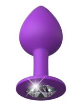 Фиолетовая анальная пробка со стразом Her Little Gem Medium Plug - 8,3 см. - 0